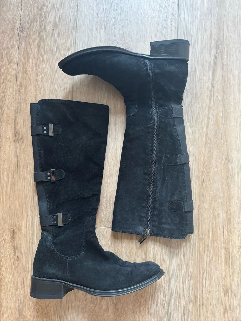 Aquatalia Black Suede Knee-High Boots | Size EU 37 | Made in Italy